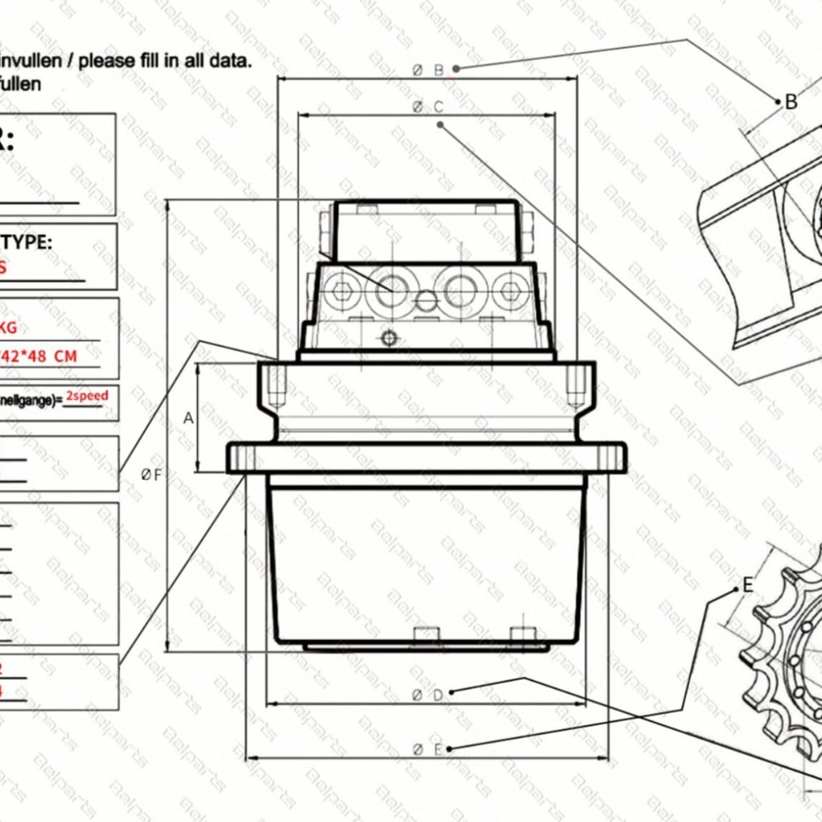 Tatan Doosan DH55 Excavator Travel Motor Final Drive Assembly 2270-9007 Hydraulic Travel Device Picture 3 doosan-dh55-excavator-travel-motor-final-drive-assembly