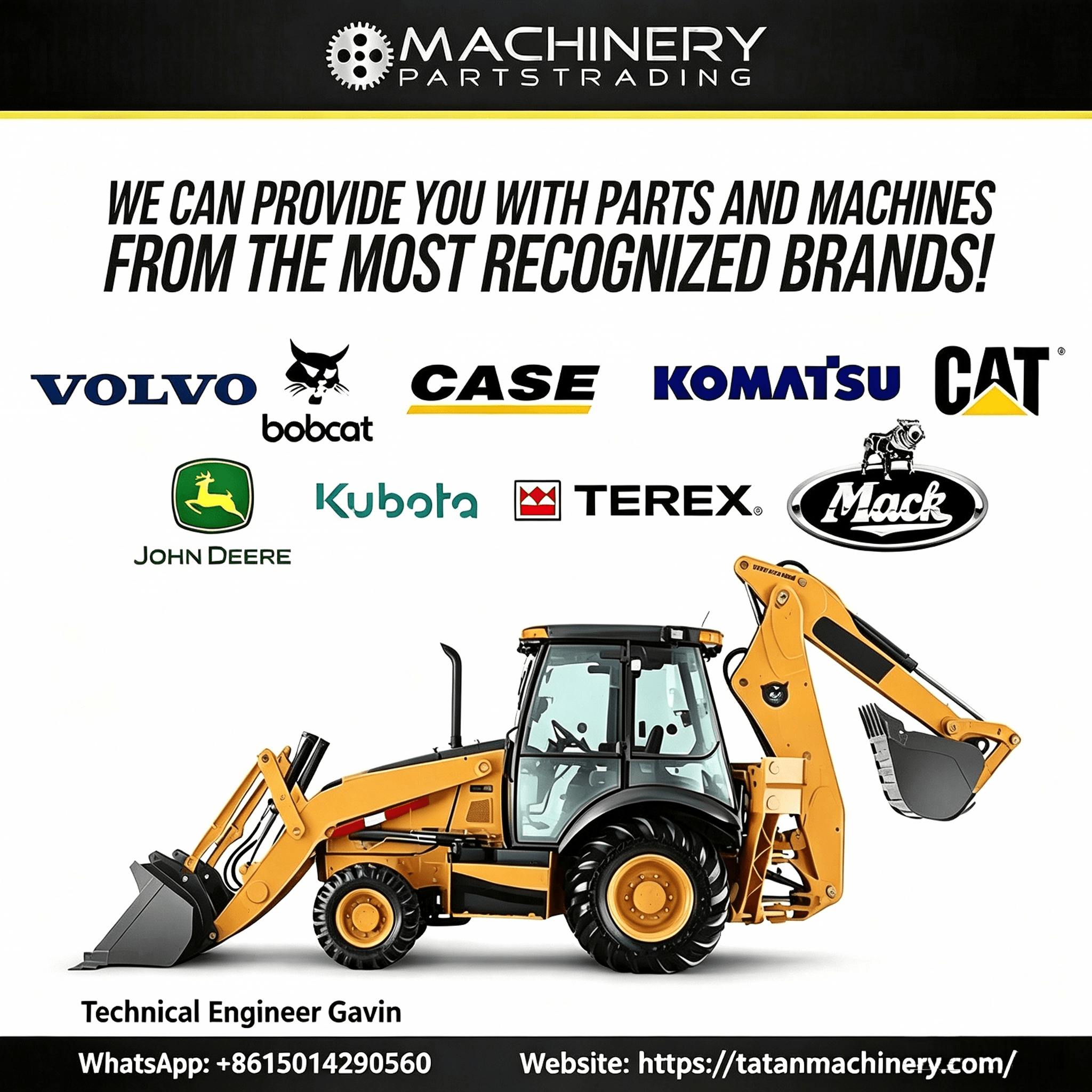 Tatan Multi-Brand Heavy Machinery Fleet Support Tatan Heavy Machinery Engine Assemblies and Parts Support for Excavators Wheel Loaders Road Rollers Volvo Komatsu CAT John Deere